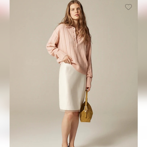 New J Crew Cashmere pointelle sweater-polo CK760 $288 Retail Size M - Picture 2 of 7